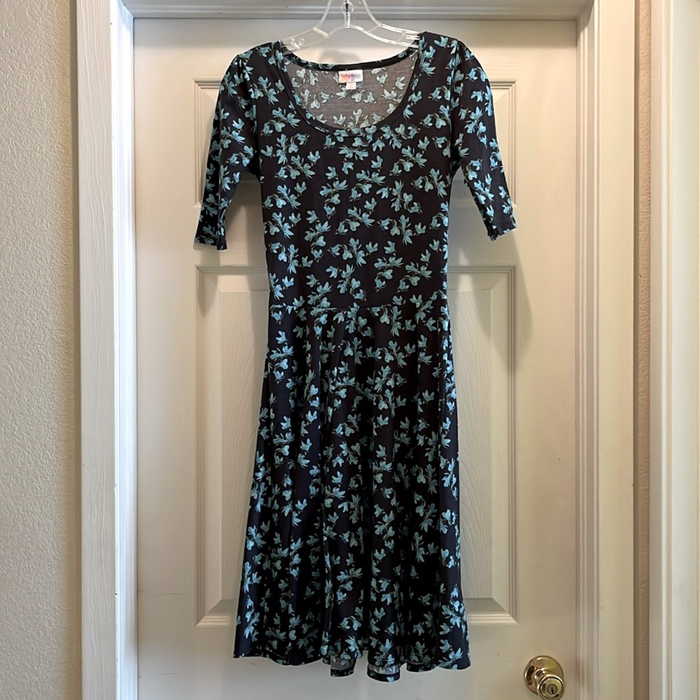 Lularoe Blue Floral Nicole Dress